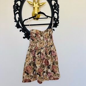Black Swan Floral Tapestry Strapless Dress